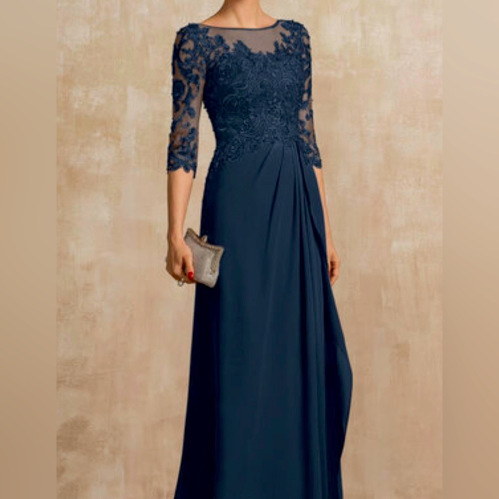Navy Blue Evening gown or mother of the bride/groom or bridesmaid dress.